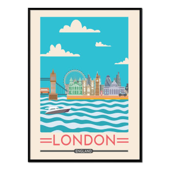 Poster Panorama Carte Or de Londres 50x70 cm - Imprimée sur Poster