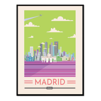 Ciudades - Affiche avec cadre noir - Madrid - 30x40