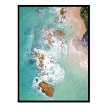 Mar - Affiche avec cadre noir - Plage déserte - 50x70
