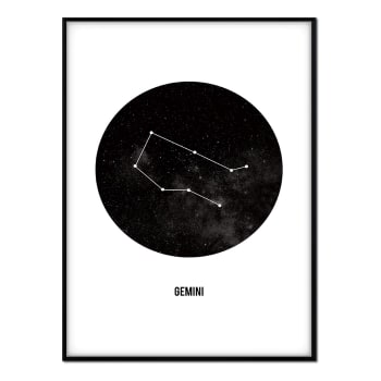 Texto - Affiche avec cadre noir - Gémeaux - 50x70