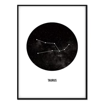 Texto - Affiche avec cadre noir - Taureau - 30x40