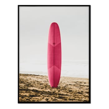 Playa - Affiche avec cadre noir - Tableau Fuchsia - 50x70