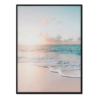Playa - Affiche avec cadre noir - Coucher de soleil - 50x70