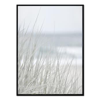 Playa - Póster con marco negro - playa blanco y negro - 50x70