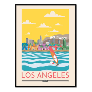 Ciudades - Affiche avec cadre noir - Los Angeles - 30x40