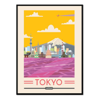 Ciudades - Affiche avec cadre noir - Tokyo - 50x70