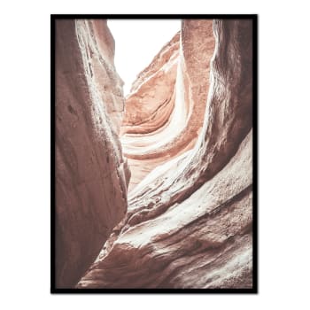 Desierto - Affiche avec cadre noir - Couches de roches rouges - 50x70