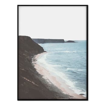 Playa - Affiche avec cadre noir - Falaise dans la mer - 30x40