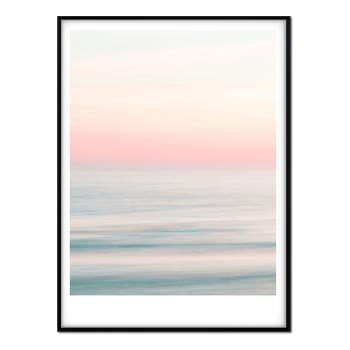 Mar - Affiche avec cadre noir - Coucher de soleil polaroïd - 50x70