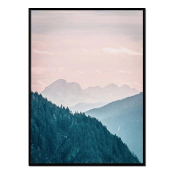 Montaña - Affiche avec cadre noir - Paysage montagneux - 50x70