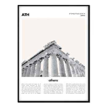 Ciudades - Affiche avec cadre noir - Description Athènes - 50x70