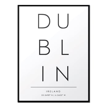 Ciudades - Affiche avec cadre noir - Dublin - 50x70