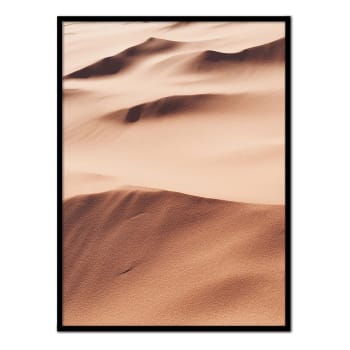 Desierto - Affiche avec cadre noir - Dunes rougeâtres - 30x40