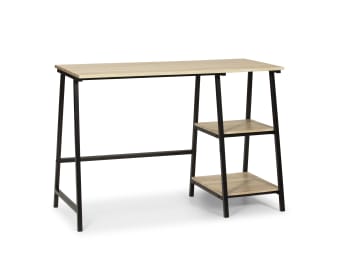 LISBOA - Mesa de escritorio negra de estilo industrial 105 x 47 x 75 cm