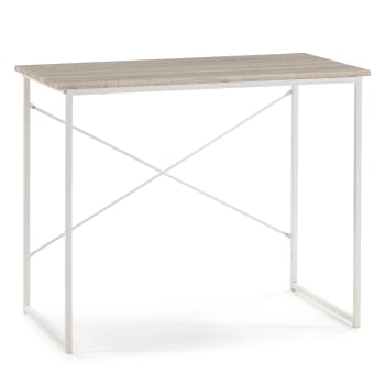 CACERES - Mesa de escritorio blanco, estilo industrial, 90 x 50 x 74 cm