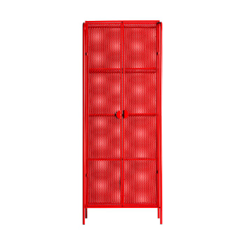 ARVERT - Armario, de hierro, en color rojo, de 70x49x180cm