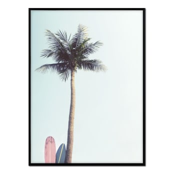 Playa - Affiche avec cadre noir - Planches de surf - 30x40