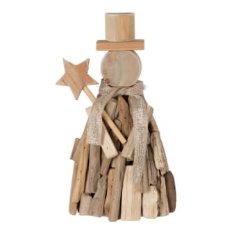 BOIS - Personnage et étoile en branches de bois naturel H31cm