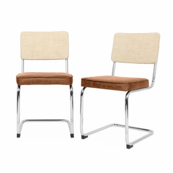 Maja - 2 sillas cantilever, tela marrón claro y resina