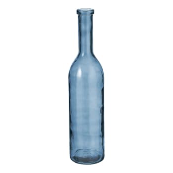 Rioja - Vase bouteille en verre recyclé bleu H75