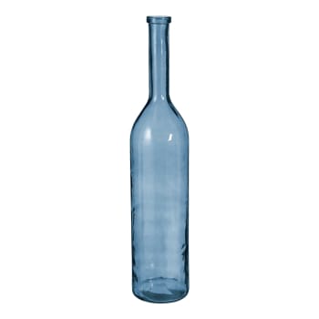 Rioja - Vase bouteille en verre recyclé bleu H100