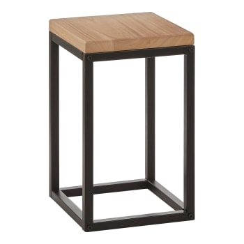 Oskar - Table d'appoint en bois et métal noir H42