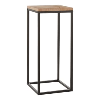 Oskar - Table d'appoint en bois et métal noir H81