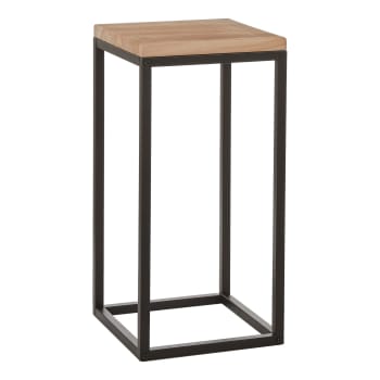 Oskar - Table d'appoint en bois et métal noir H62