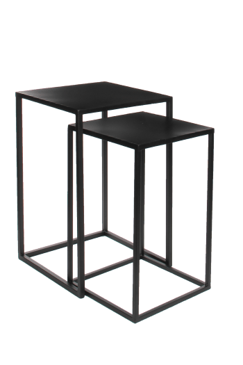 Goa - Lot de 2 tables gigognes en métal noir H55