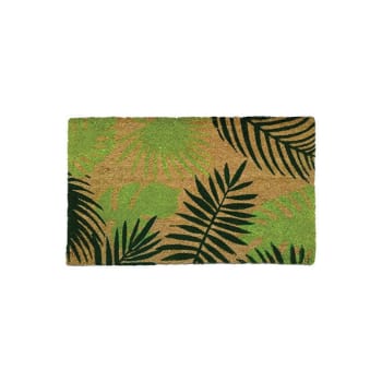 FEUILLES - Paillasson coco feuilles tropicales vertes 75x45cm