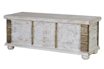 LuxeDesigns Set Di 3 Portacandele In Legno Di Mango Intagliati A Mano – Bianco Rustico, Altezze 15,2 - 22,9 - 30,5 Cm