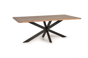 Mesa de comedor en madera acacia natural y patas de metal negro