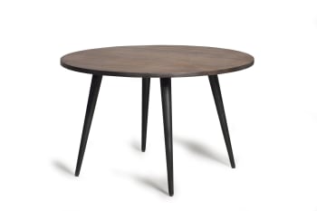 Wood mandala - Mesa de comedor en madera acacia natural y patas de metal negro