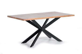 Table à manger 8 personnes en acacia et métal noir L160