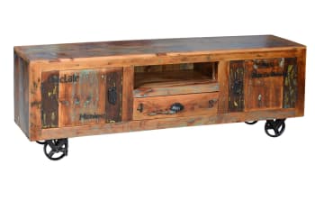 Verrier - Mueble tv exclusivo en madera reciclada multicolor
