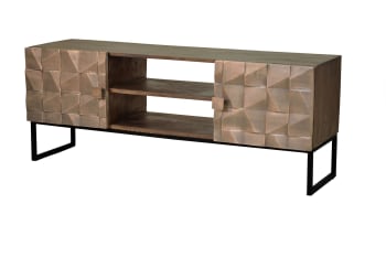 Cobre - Mueble tv  madera de mango y bronce marron oscuro