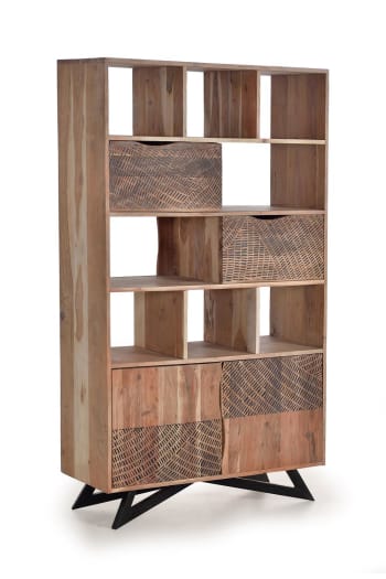 VASAGLE Scaffale a 4 livelli, libreria, per soggiorno, camera da letto, cucina, ufficio, stile industriale, struttura in acciaio, marrone nocciola e nero LLS044B03