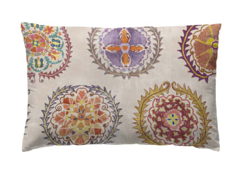 Funda de almohada 100% algodón con estampado floral 2(50x75) cm BLANCHETO  OCRE
