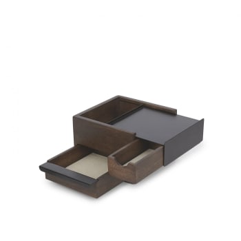 Stowit - Petite boîte à bijoux en bois coloris noyer et métal noir