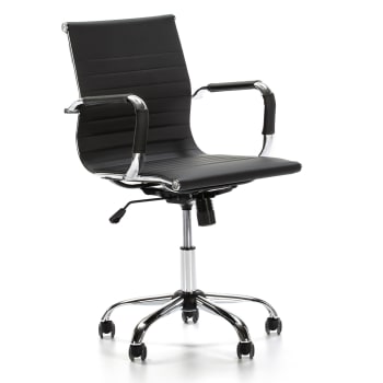 CROMA - Sillón de oficina reclinable negro, piel sintética, altura ajustable