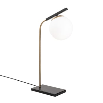 BRENDA - Lámpara de mesa negro y dorado con tulipa de cristal