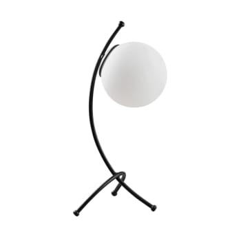 Lampada da Tavolo Minimalista Bronzo con sfera in Vetro Bianco Design Elegante per Illuminare e Decorare Spazi Interni Adatta a Comodini Scrivanie e Tavolini Altezza 30 cm (1 sfera con treppiede