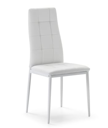 CHELSEA - Set de 4 chaises salon tapissées blanc, 42 cm x 51 cm x 97 cm