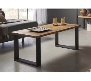 Mesa Comedor Oficina Moderna Madera maciza 140x80cm. Patas acero forma X