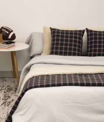 OXFGREY - Sábana de punto 100% algodón gris para cama de 180 cm con almohadas