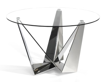 PREMIUM - Mesa redonda Narbonne patas metal brillante y sobre en cristal