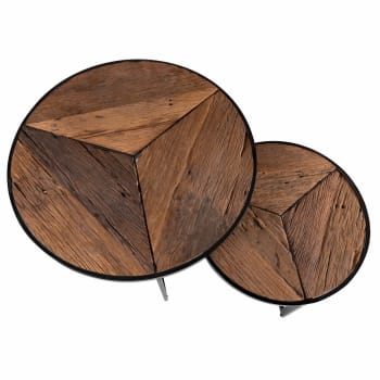 RONAV - Mesa de centro con tapa madera reciclada y patas en hierro