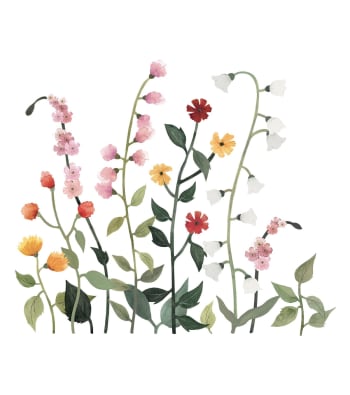 QUEYRAN - Sticker fleurs sauvages en vinyle mat 64 x 55 cm