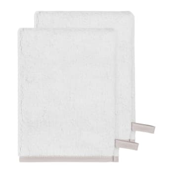 Ramatuelle - Lot de 2 gants en éponge zéro twist  blanc 16x22 cm