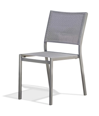 Stockholm - Chaise de jardin empilable en aluminium et toile plastifiée anthracite